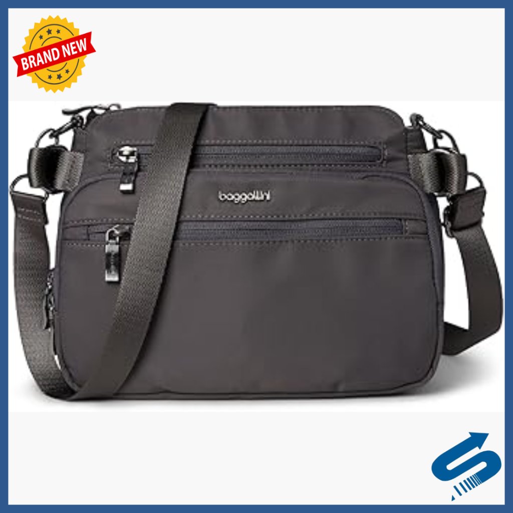 Nylon Crossbody Bag With Rfid Wallet And Adjustable Strap